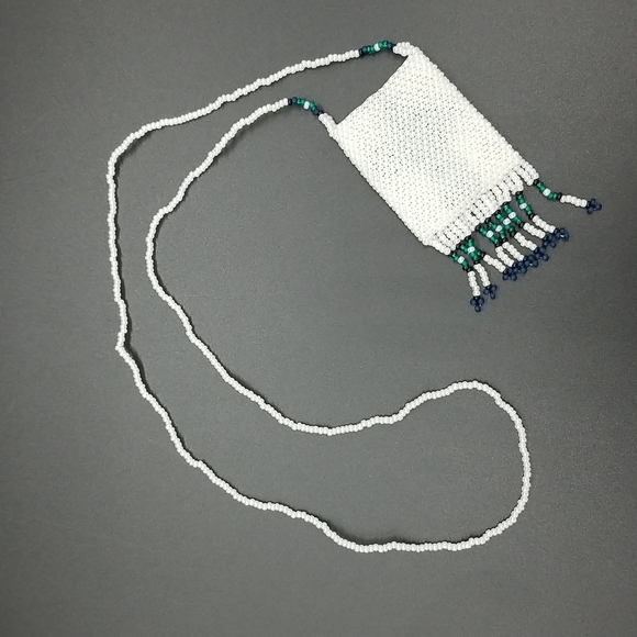 Handmade Beaded Cross Medicine Pouch Necklace - Picture 5 of 10